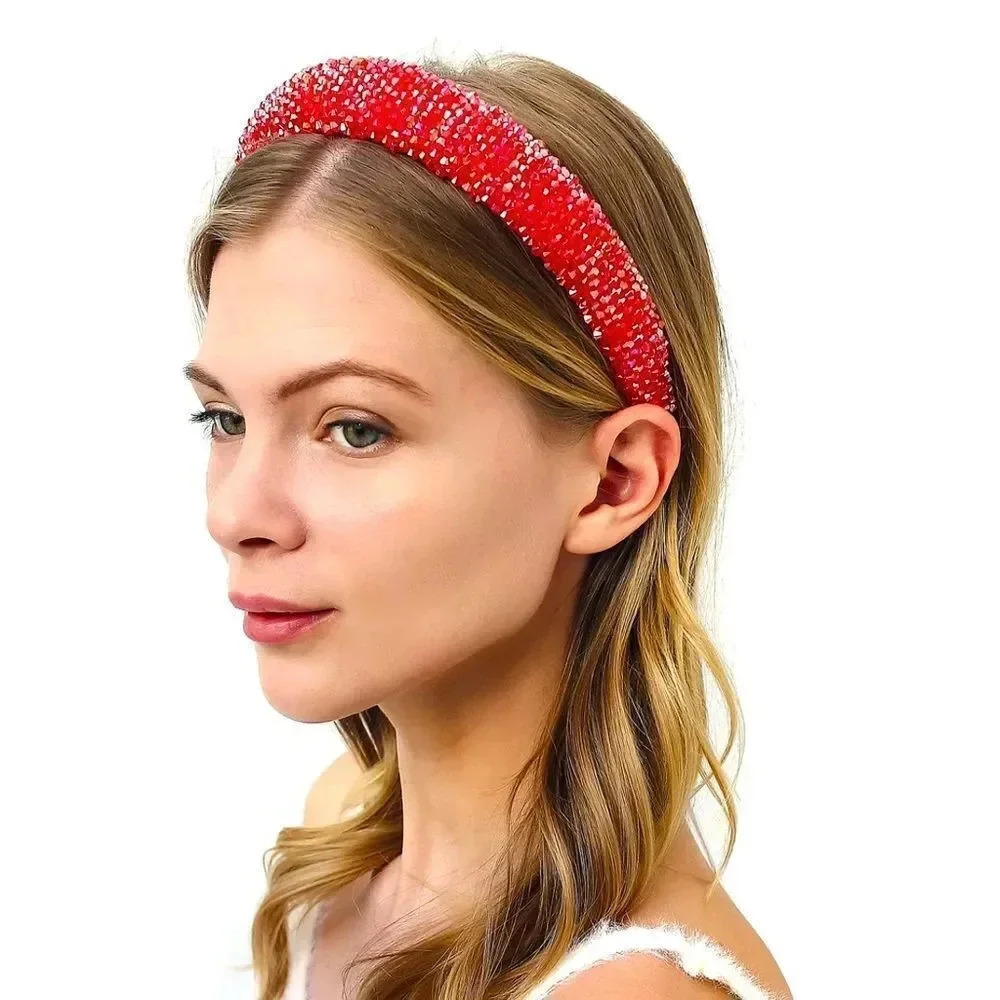 Red Crystal Fabric Headband - Picture 3 of 3